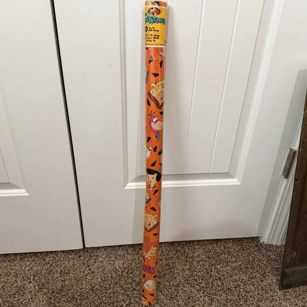 Vintage 1994 FLINTSTONES GIFT WRAP Wrapping Paper 10‎ Sq Ft.